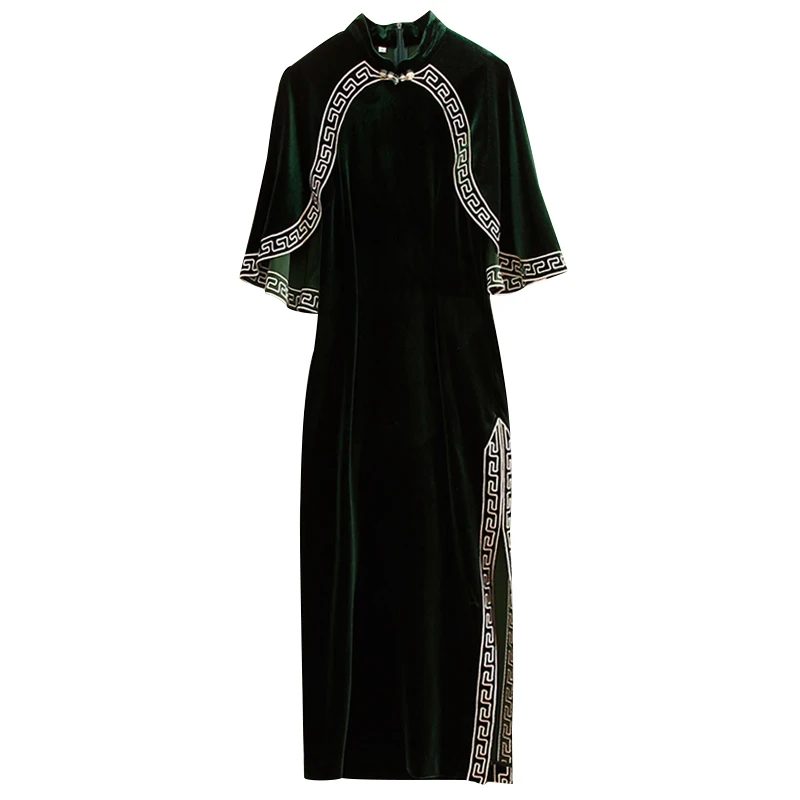 Женское бархатное платье-Ципао в китайском стиле элегантное женское платье