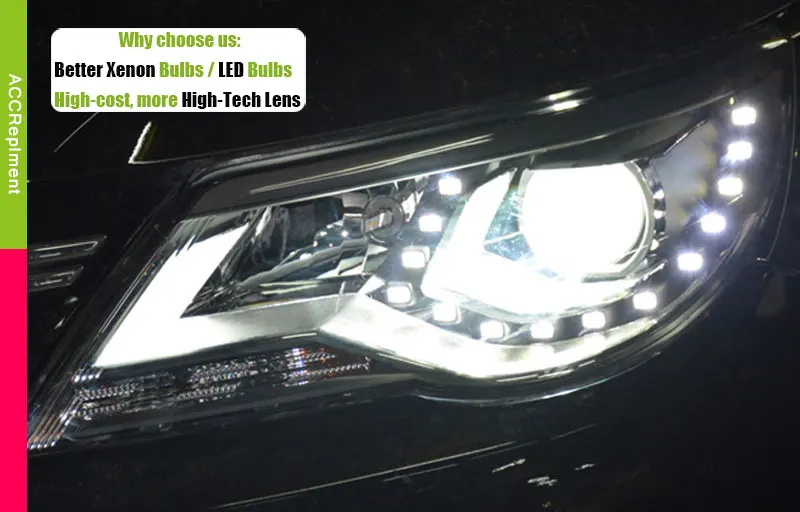 Авто освещение стиль светодиодный головной фонарь для VW Tiguan светодиодный фары 2010-2012 Европа Volkswagen drl H7 hid Биксеноновые линзы ближнего света