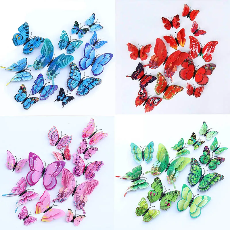 Wallpaper 3D 12Pcs Room Wall Butterfly Decor PVC Decal Decoration DIY Kid Stickers Home | Дом и сад