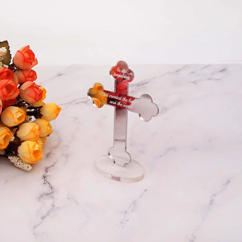 10 шт. акриловые зеркальные кресты с прозрачной подкладкой персонализированные