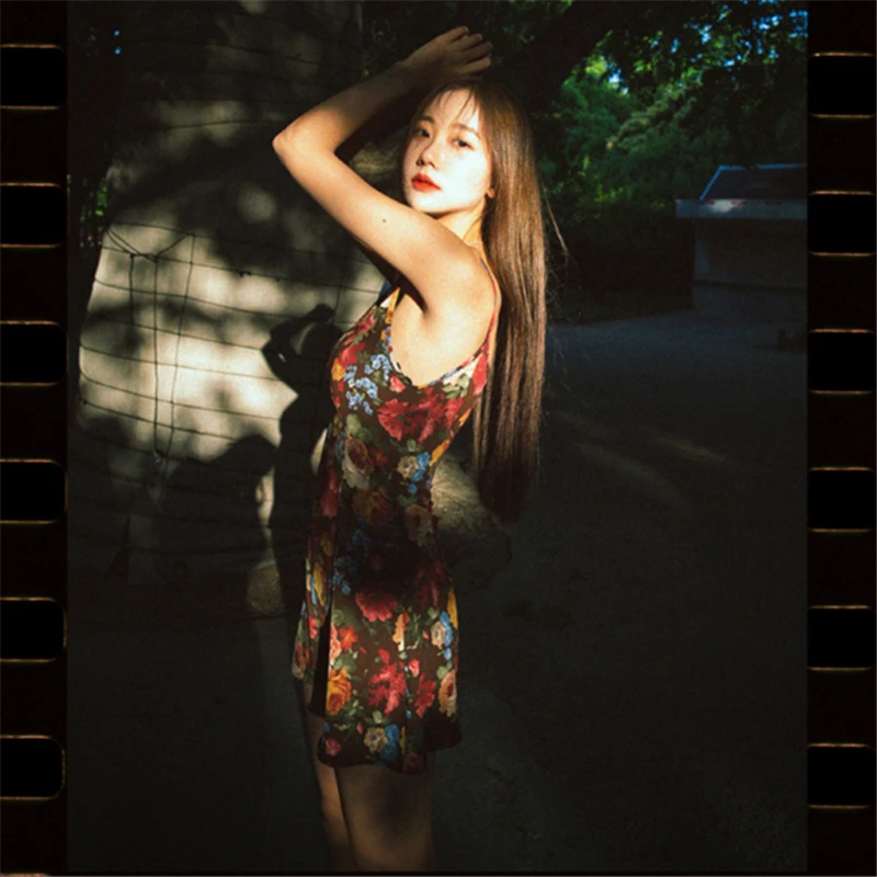 Preppy Style Print Women Dress Korean Spaghetti Strap Vintage A-line Ladies Casual Sleeveless High Waist Mini Dresses | Женская одежда