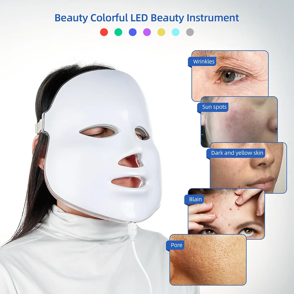 

7 Colors Led Facial Mask Beauty Skin Rejuvenation Wrinkle Acne Removal LED Face Light Therapy Whitening Tighten Instrument