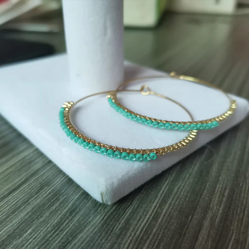 Чешские бусины в виде риса Серьги Ручной Красочные акриловые стеклянная бусина с