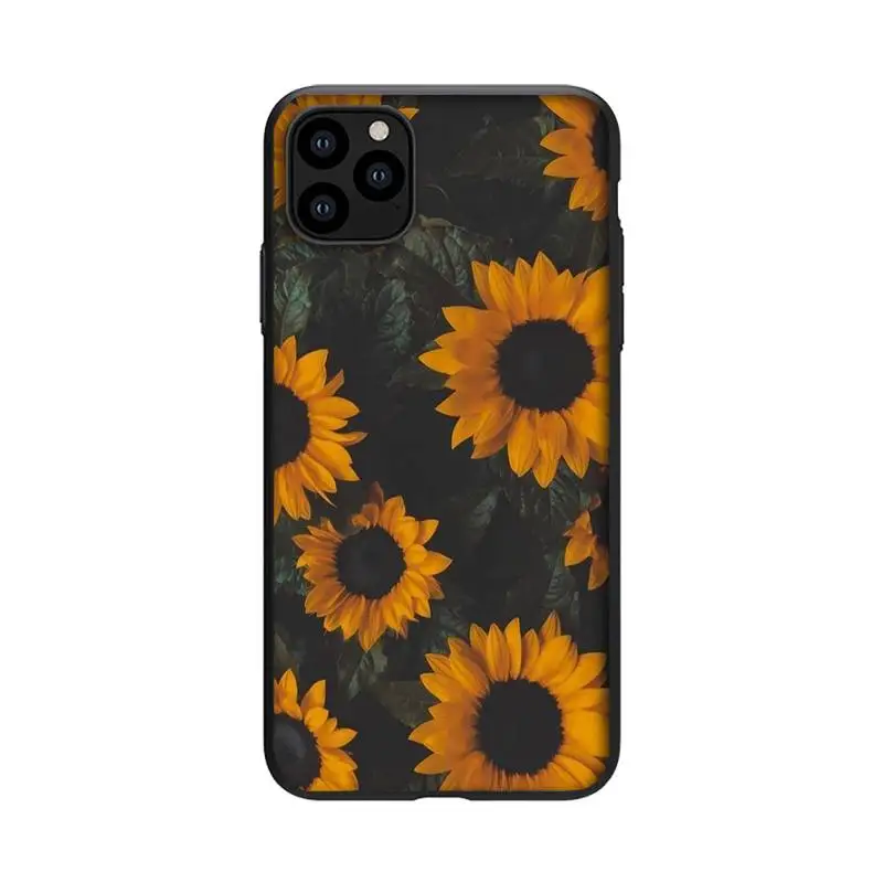 

Retro flowers chrysanthemum leaves Phone Case For Black-Iphone 5s 6 6s 7 8 11 12 X Xs Xr Pro Plus Max Mini Fundas Cover