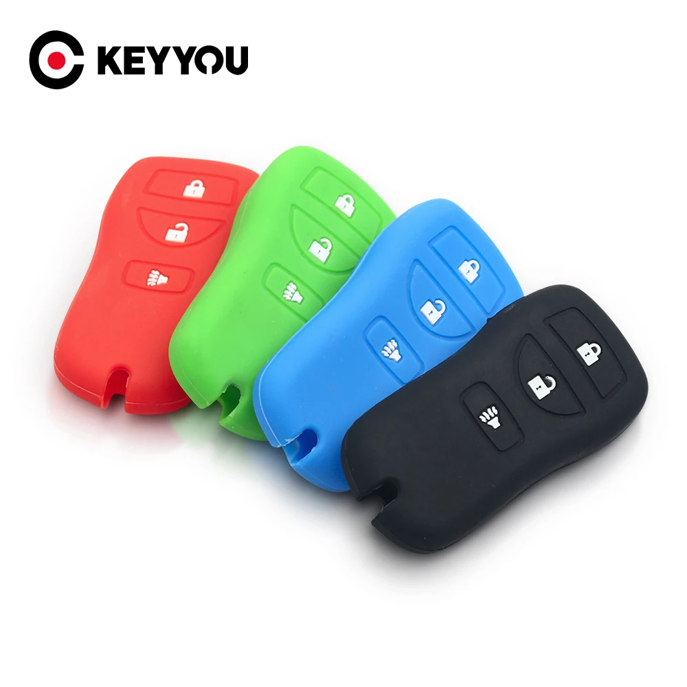 

KEYYOU 10x 3 Buttons For Nissan Armada Xterra Pathfinder Frontier Quest Titan Murano Remote Key Fob Shell Silicone Case