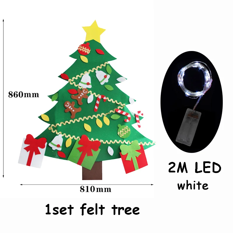 Christmas Tree 19 1 Набор 3D войлочная Рождественская елка с 2 м светодиодный светильник Рождественский подарок на год Navidad Natal для детей рождественские украшения для дома - Цвет: Christmas Tree 19