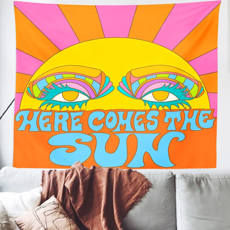Настенный гобелен с цветным солнечным светом домашний декор 80-х психоделический