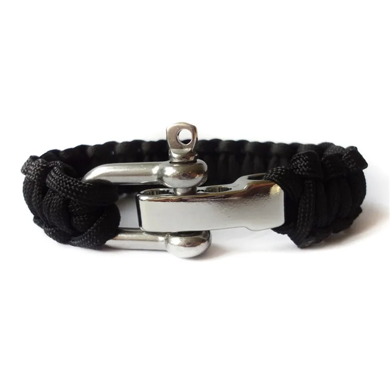 2019 Fashion Jewelry Sport Style Camping Parachute Cord Survival Bracelet Men with Stainless Steel Shackle Buckle SL125 | Украшения и