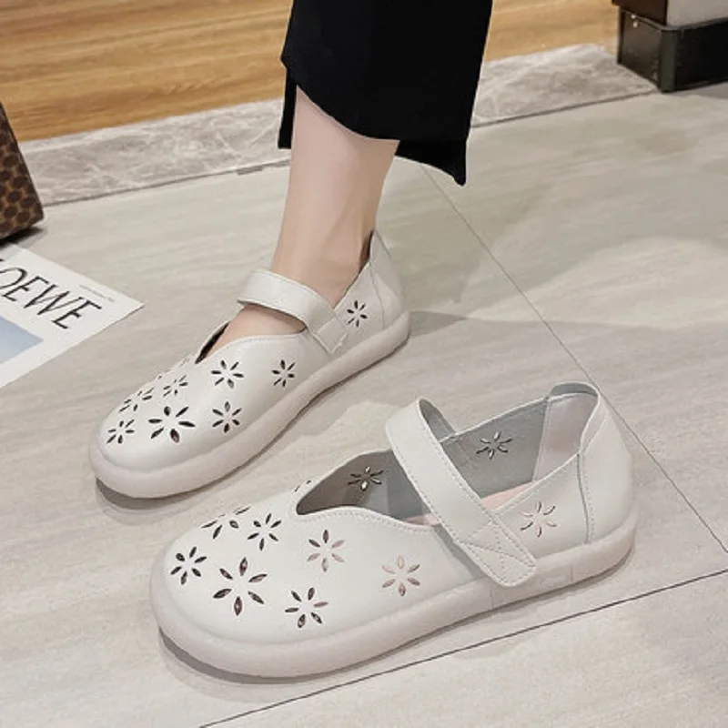 

Женские туфли на липучке One Word, маленькие белые, с круглым носком, с закрытым носком, для весны и лета