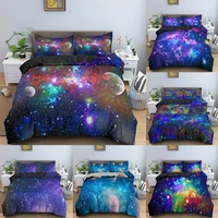 starry sky series bedding comforter cover set space galaxy planet printed duvet quilt cover with pillowcase singledouble bed