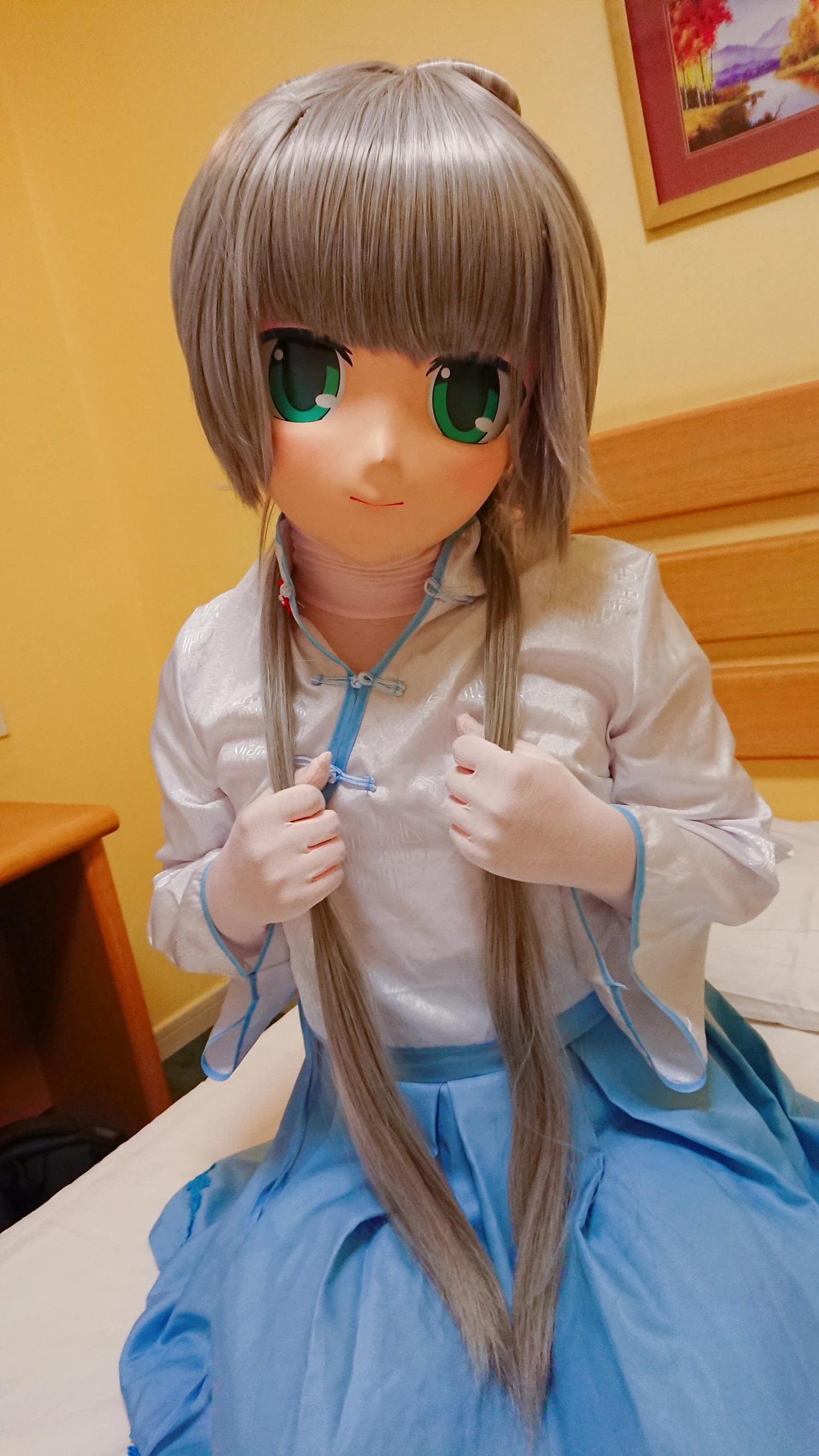 (KGM 18) Crossdressing Girl BJD Doll VOCALOID3 Comic Mask Realistic Silica Luo Tianyi Cosplay Kigurumi Crossdresser Mask