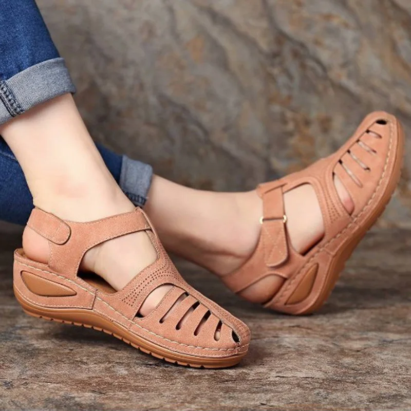 2020 New Summer Women's Sandals Shoes Girls Comfortable Ankle Hollow Round Toe Female Soft Beach Sole Plus Size 46 | Обувь