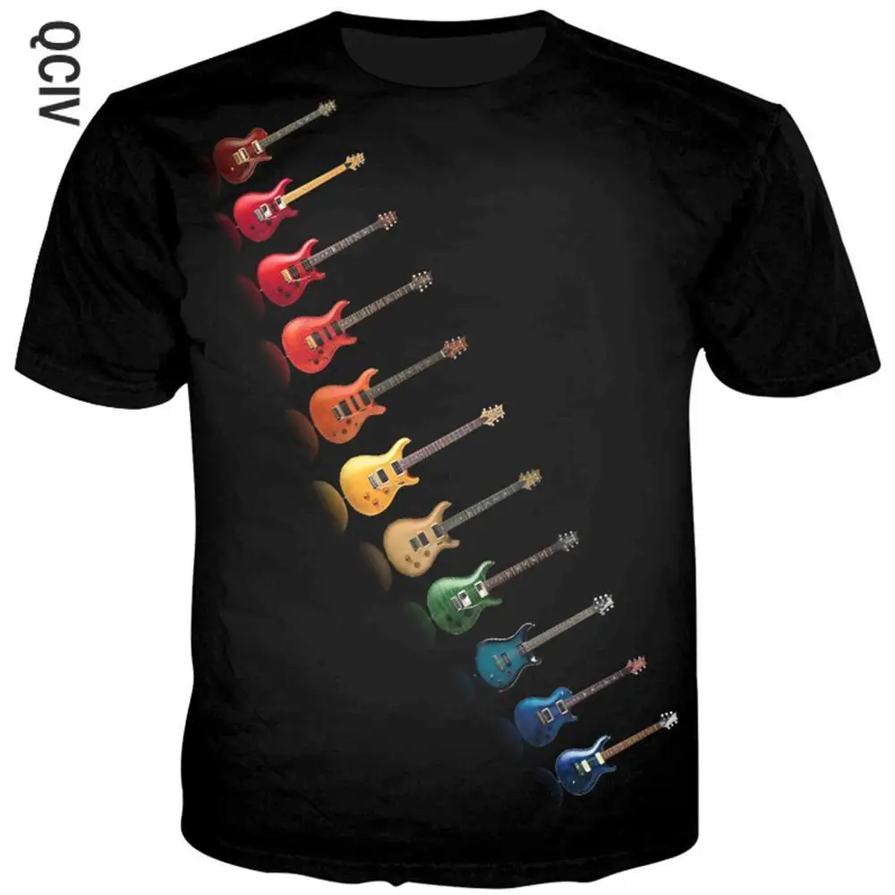 

Male 3d T-shirts Guitar Print T Shirts Men Cool Hip Hop T shirt Hipster Summer Tops Men Tees Rock Streetwear 5XL