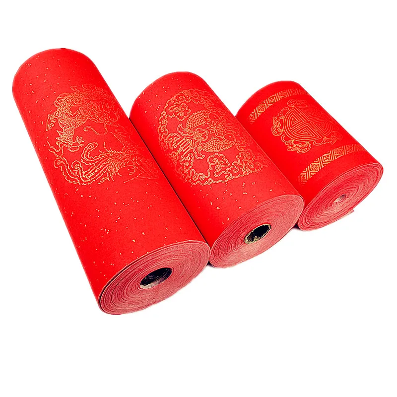 

Red Half Ripe Rice Paper Long Roll Thickened Couplets Paper Wedding Spring Festival Brush Calligraphy on Tiled Wadang Paper