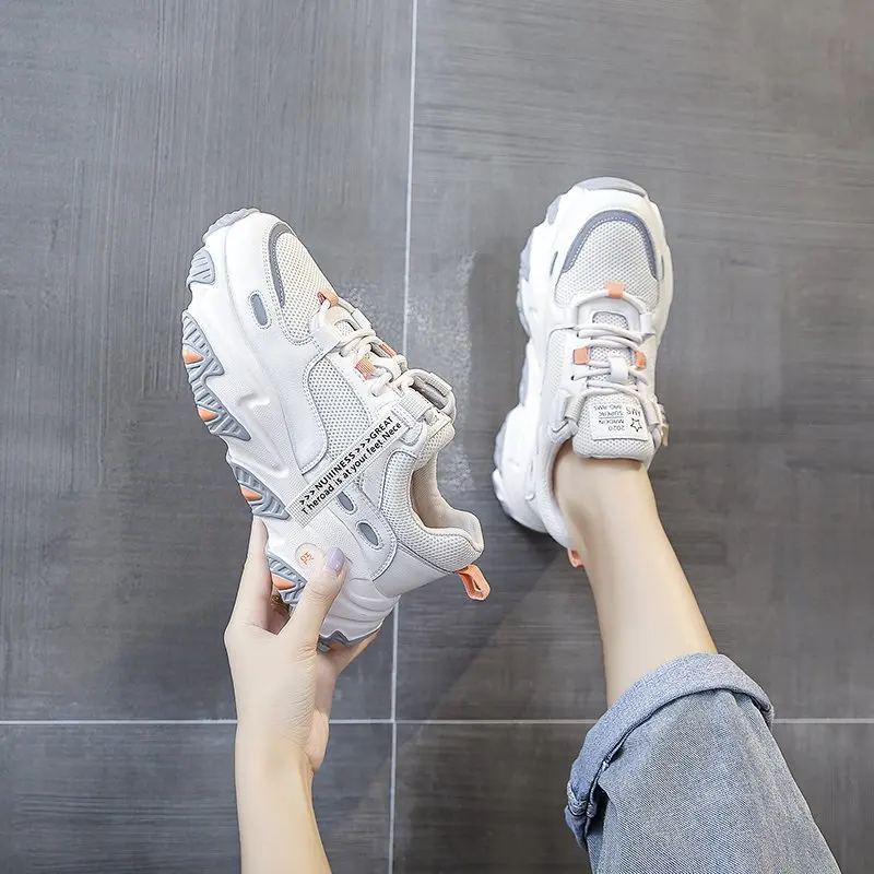 

2020 Women Fashion Chunky Sneakers Platform Designers Mesh Old Dad Vulcanized Shoes Woman Sports Casual Shoes Tennis Female 5cm