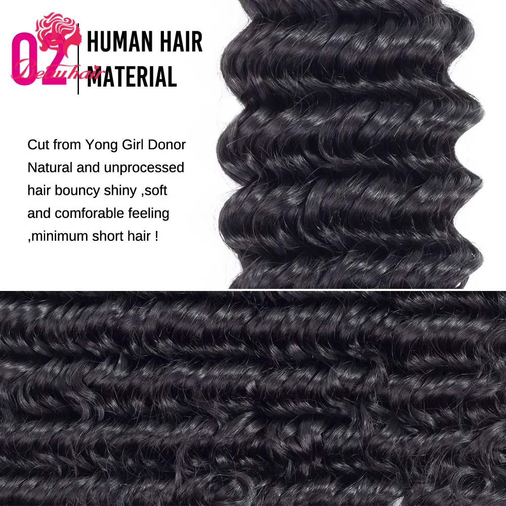 BEAU HAIR Mongolian Hair Weave Bundles Deep Wave 100% Human 8 to 28 Inch Curly Double Weft Deal 1PC Can Buy | Шиньоны и парики