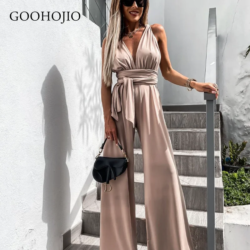 

GOOHOJIO 2021 Spring Autumn New Sleeveless High Waist Women Jumpsuit Solid Color Jumpsuit for Ladies Temperament Rompers Womens