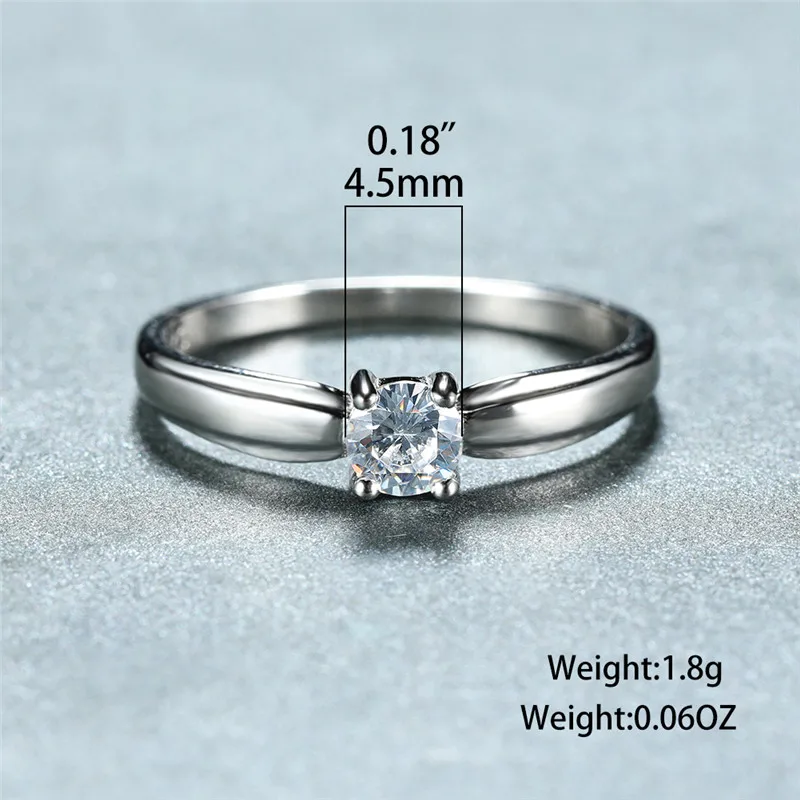 4.5mm Round Lab Diamond Engagement Rings For Women 925 Sterling Silver White Zircon Wedding Ring Simple Fashion Bridal Jewelry | Украшения