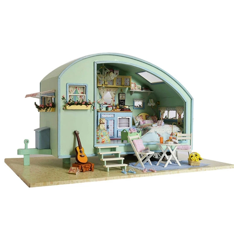 Dollhouse Miniature with Furniture, DIY Wooden Dollhouse Kit Music Box , 1:25 Tiny House Building Kit (Time Travel)