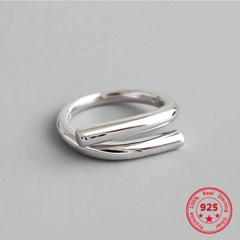 

Exquisite Korean Version Of S925 Sterling Silver Rings For Women Geometric Opening Adjustable Female Rings Personality Jewellery