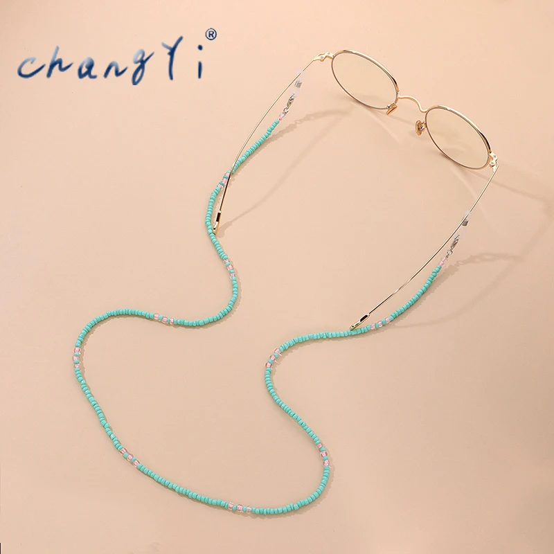 

Changyi 2021 Trend Women Handmade Transparent Beads Eyeglasses Chain Blue Sunglasses Chain Strap Holder Glasses Accessorice