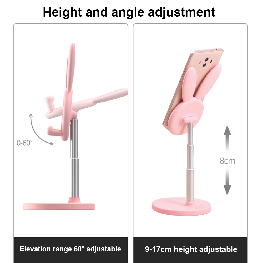 cute bunny sytle mobile phone holder stand adjustable desk portable phone stand for iphone ipad xiaomi tablet mobile support free global shipping