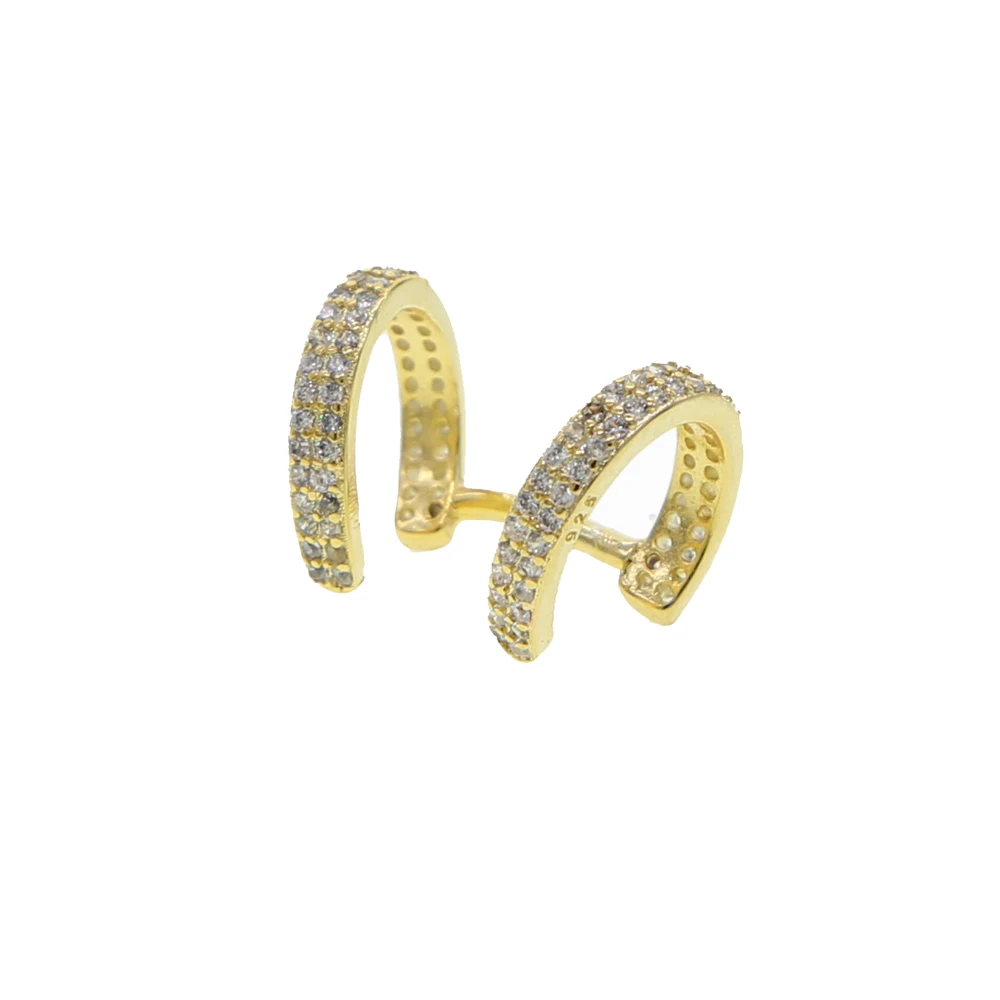 1piece Gold color white CZ Crystal Ear Cuff double piercing round cuff earrings for women no clip on earring jewelry | Украшения и