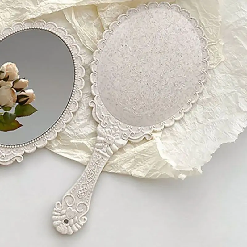 Зеркало для макияжа ручка Овальная Круглая винтажная на стену | Дом и сад