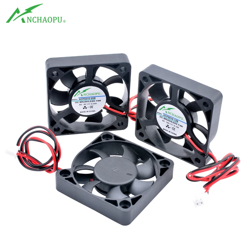 ACP5010 5cm 50mm fan 50x50x10mm DC5V 12V 24V 2pin Cooling fan suitable for micro-chassis router inverter power supply charger