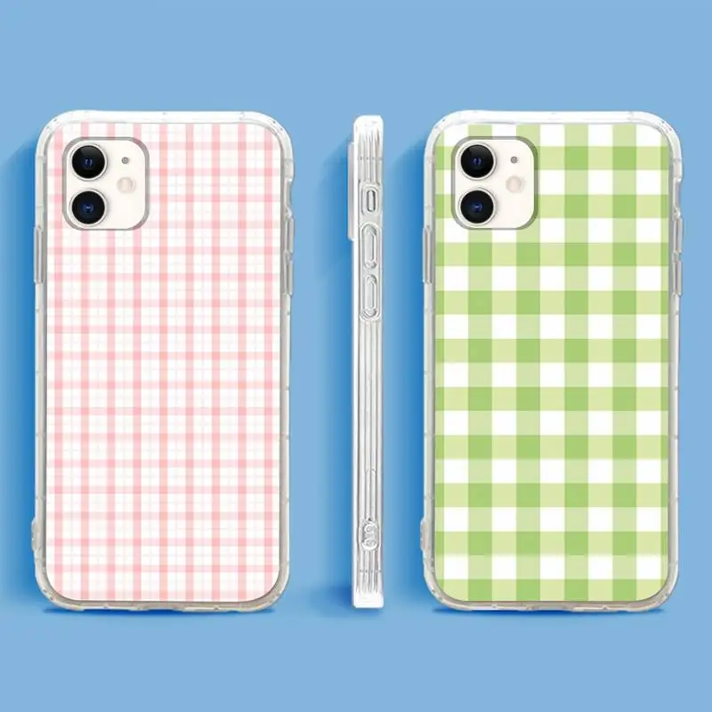 

0 lattice colorful Phone Case For iphone 12 11 xsmax xr 8 7 6 pro 5s plus mini se soft Transparent Cover Fundas Coque