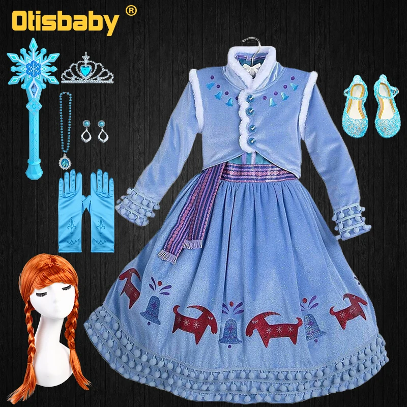 

Disguised Girl Winter 2pcs Anna & Elsa 2 Princess Dress Up Carnival Christmas Fantasia Snow Queen Kids Birthday Party Clothing