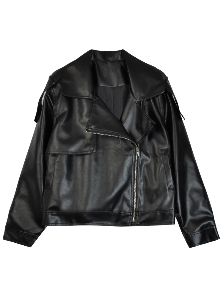 

Spring And Autumn 2020 New Korean Version Loose And Thin, Versatile Pu Leather Long Sleeve Short Coat Girls' Casual Top
