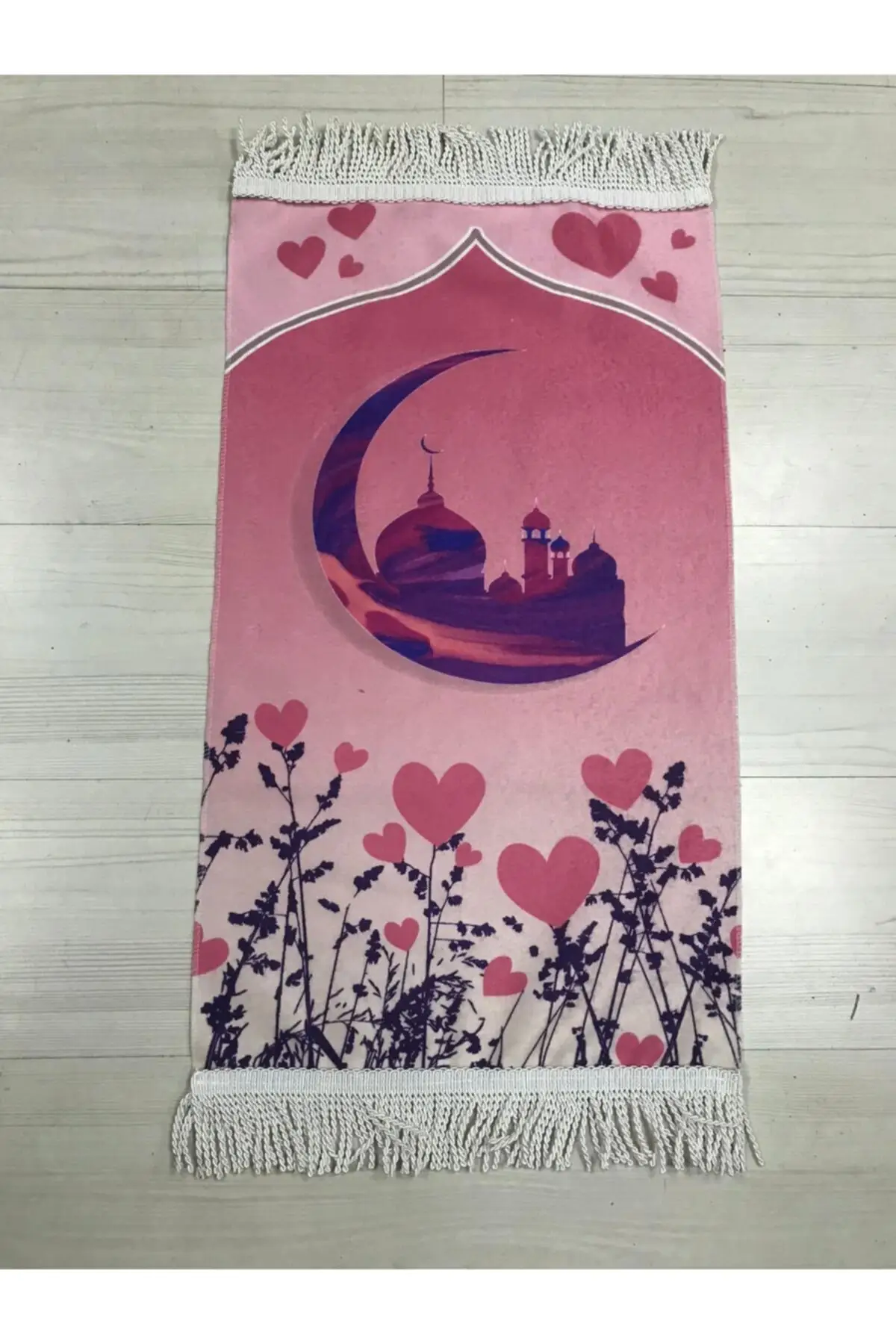 

Small Size Digital Print Lux Prayer Mat Pink Cotton 35x55 Flowering
