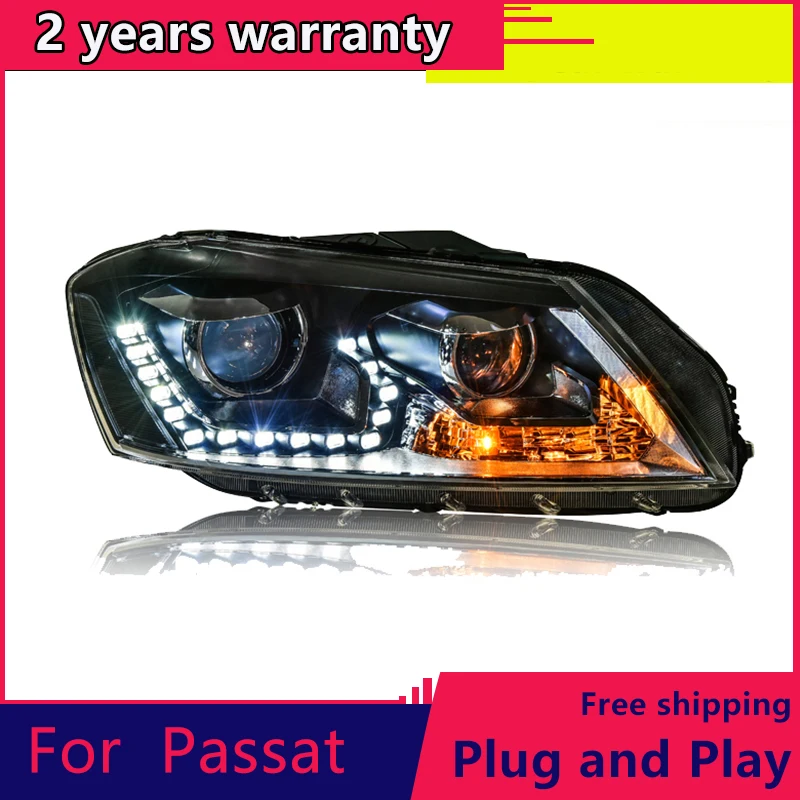 

KOWELL Car Styling For VW Passat 2012-2015 led headlights EUR version head lamp led DRL Bi-Xenon Lens Double Beam HID KIT