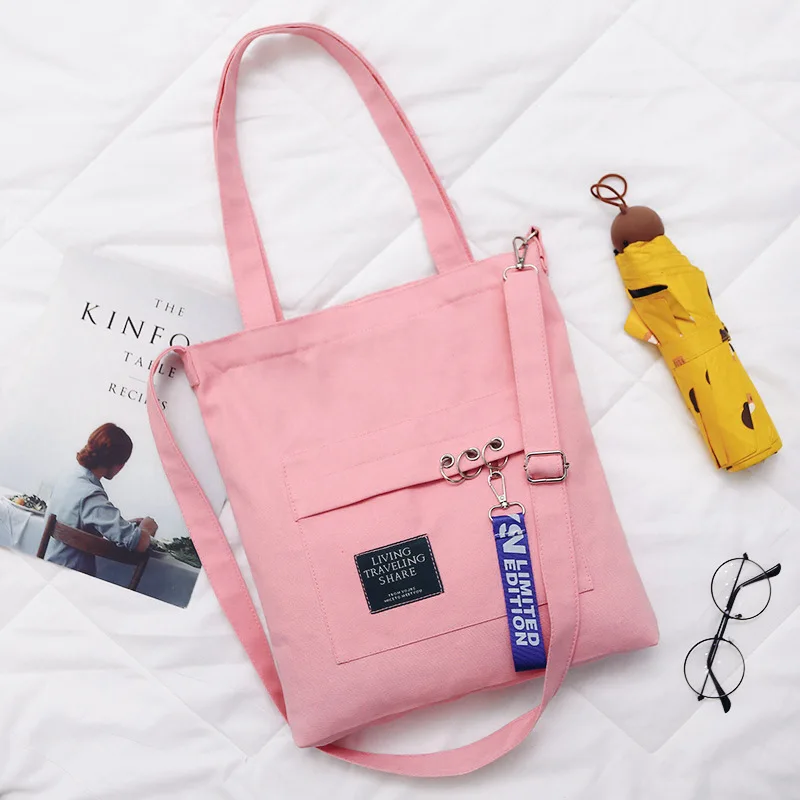 Женские холщовые сумки через плечо с буквенным принтом мягкие школьные на молнии