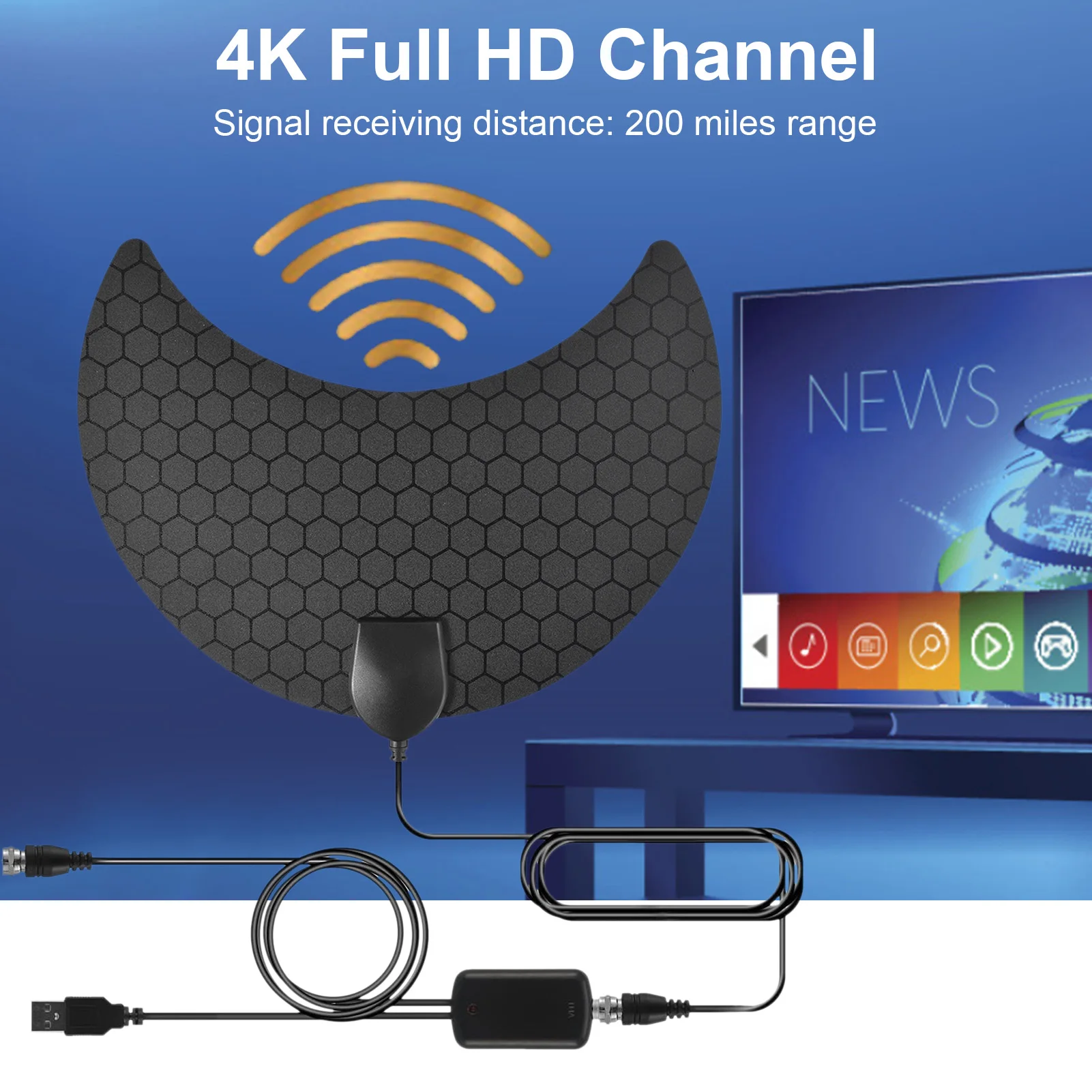 

TV 4K HD Digital HDTV Antenna 200 Miles Range Signal Booster