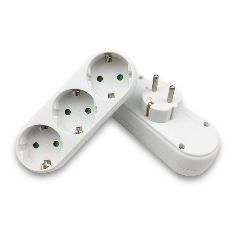 

EU Power Adapter Socket 1 TO 3 Way EU Standard Conversion Plug 16A 250V German Type Plug Travel Plugs with Switch Power Socket