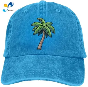 Unisex Baseball Cap Denim Hat Tropical Palm Tree Adjustable Snapback Glacier Cap