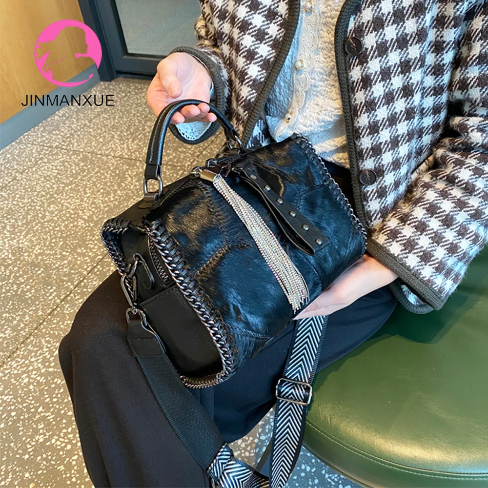 

Fashion Luxury Horsehair Bag Female Popular Models Furry Purses and Handbags Tassel Shoulder Bags Atmosphere Messenger bag