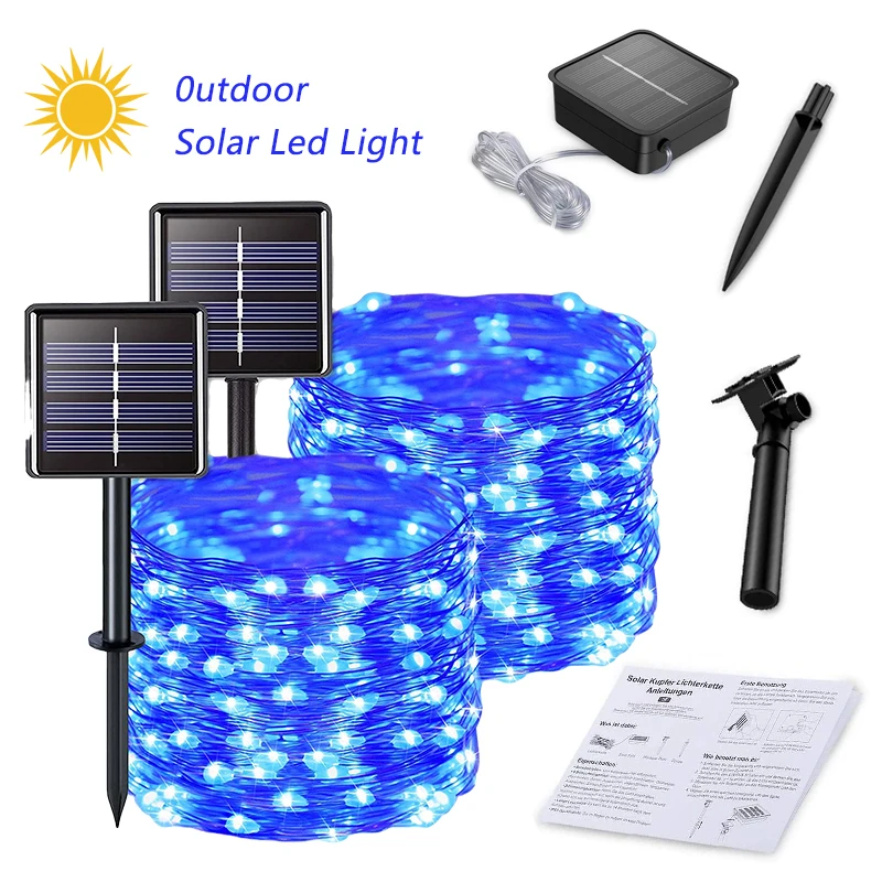 Светодиодная уличная гирлянда на солнечной батарее водонепроницаемое садовое