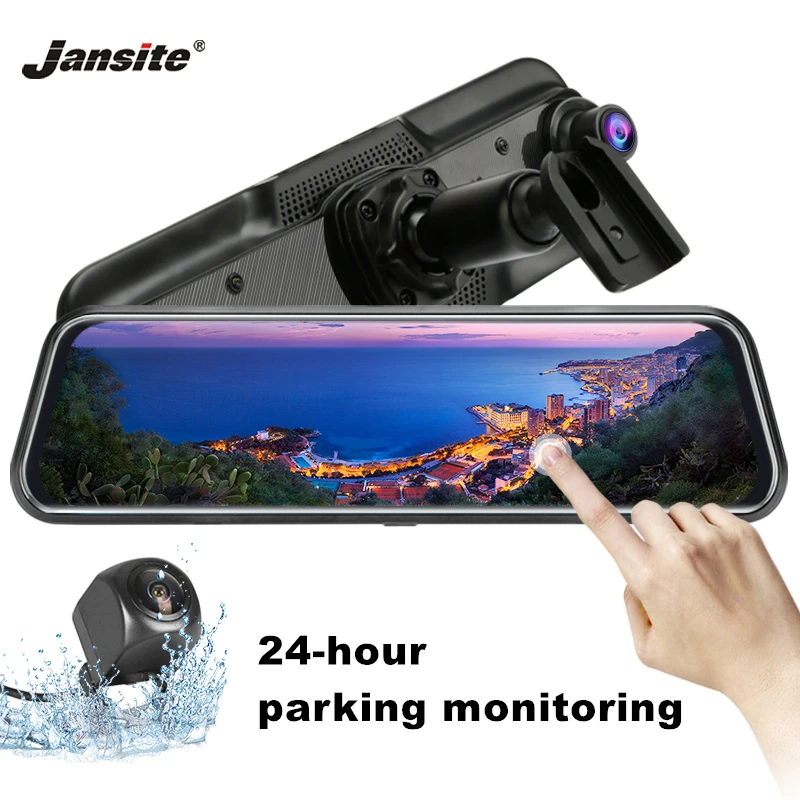 Jansite 10 дюймов 1080P двойная камера зеркальный видеорегистратор Автомобильный режим