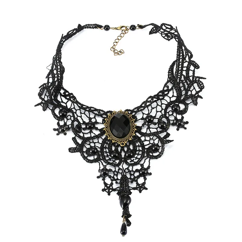 Готический Чокеры черный камень сексуальные кружево высокое средства ухода за
