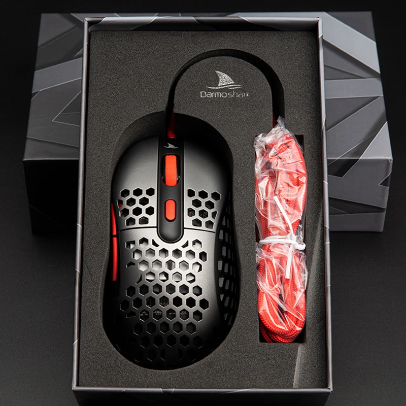 Игровая мышь DarmoShark N1 Cooler Master 63G Pixart PMW3389 16000DPI оптический датчик легкая сотовая