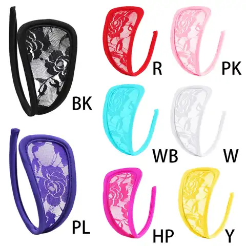 Womens Floral Lace C String Underwear Invisible Sexy Lingerie Solid Hollow Thong