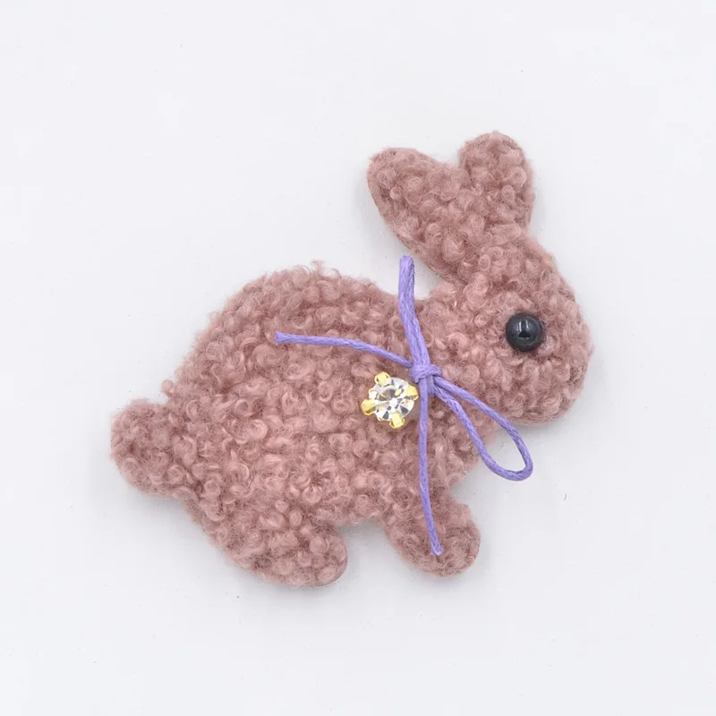 6 шт. плюшевый патчи Kawaii Кролик с бантом Стразы Аппликации для одежды леггинсы поделки DIY шпилька Декор G08 - Цвет: Red Bean
