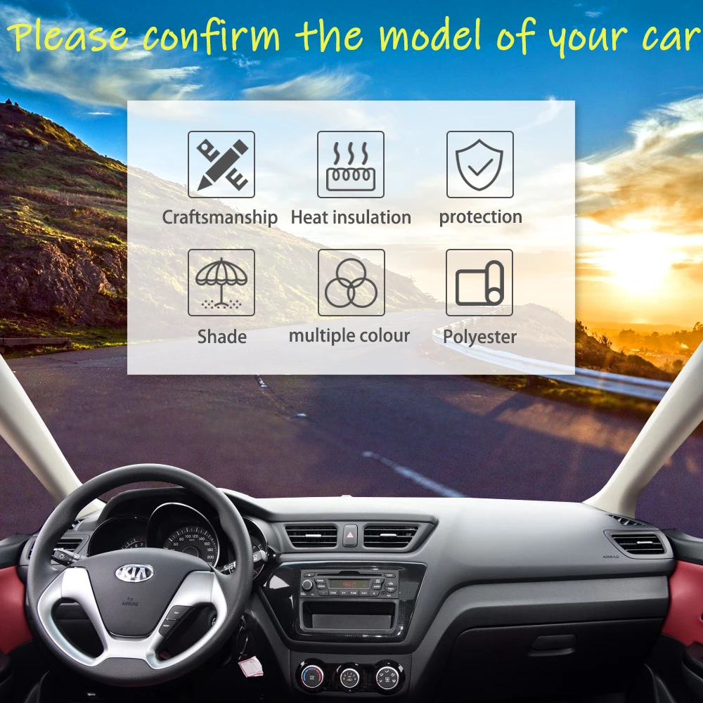 Car Dashboard Cover Dashmat For KIA RIO 3 K2 2012 2013 2014 2015 2016 Russian Version Inner Sun Shade Dash Board Pad Carpet | Автомобили и