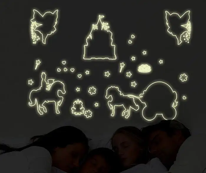 3d Wallpaper Luminous Custom Little Princess and One-horned Horse Castle Fairy Tale Children's Room Background Wall | Дом и сад