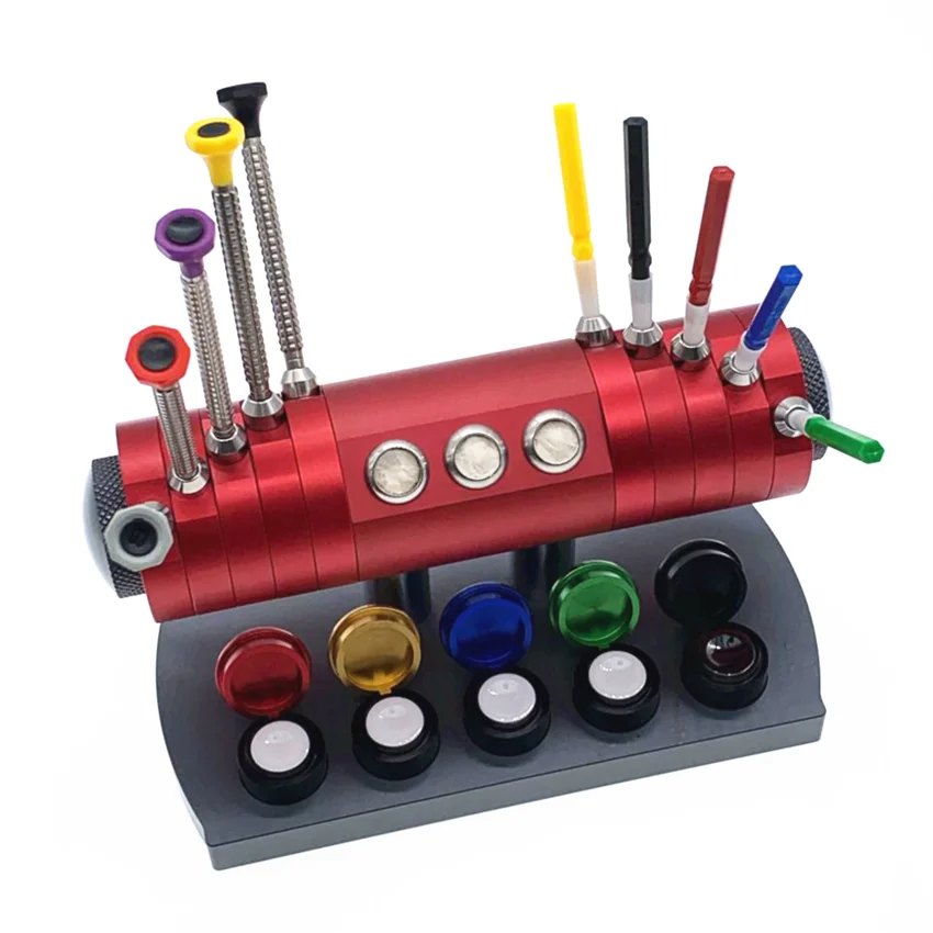 

10 Holes Stainless steel Watch Screwdrivers Holder Stand Tool Screwdriver and oil pen set