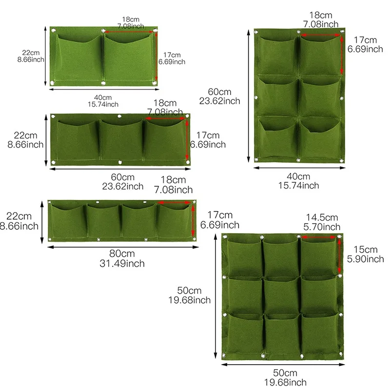 2/4/6/9 карманы висячий посадки сумки вертикальный в виде садовых овощей живых