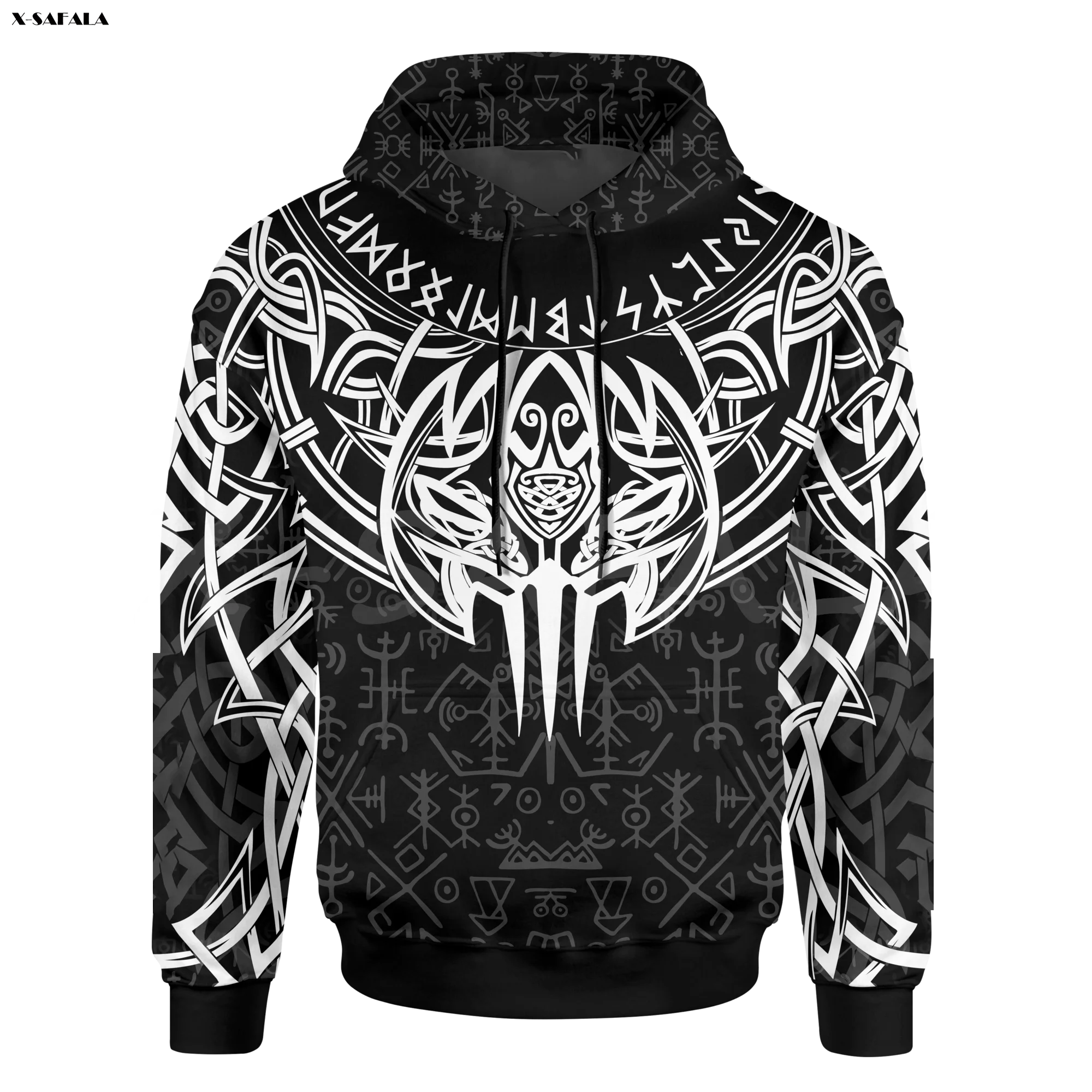 Толстовка Мужская/женская с 3D-принтом свитшот рисунком викингов руны